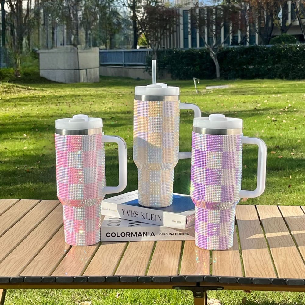 1200ml Rhinestone Tumbler, Stainless Steel Car Mug With Straw, Insulated Water Bottle Thermos 1200ml Rhinestone Tumbler, Stainless Steel Car Mug With Straw, Insulated Water Bottle Thermos